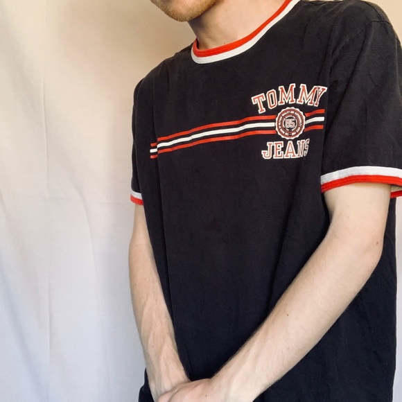 Vintage Tommy Jeans Ringer Tee w/ Spellout & Logo - Picture 2 of 7